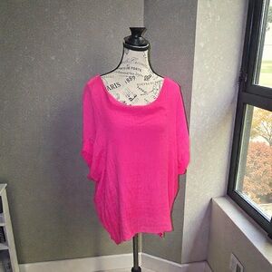 Umgee Hot Pink Gauze Texture Tunic
